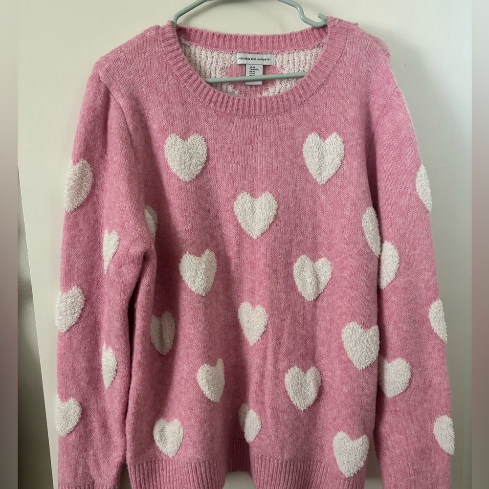 cupcakes & cashmere Pink Heart Sweater